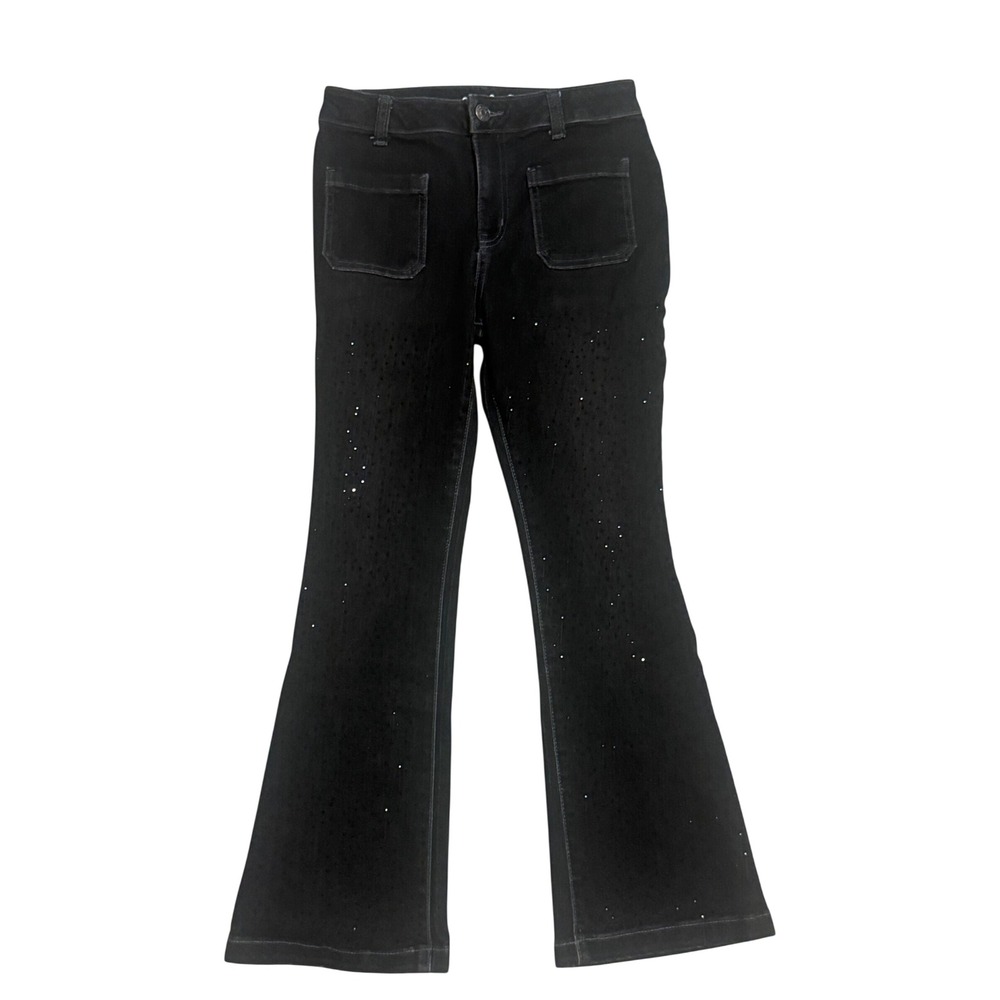 Cat & Jack Flare Jeans Kids Size 10 Black NWOT Rhinestone Ultimate Stretch